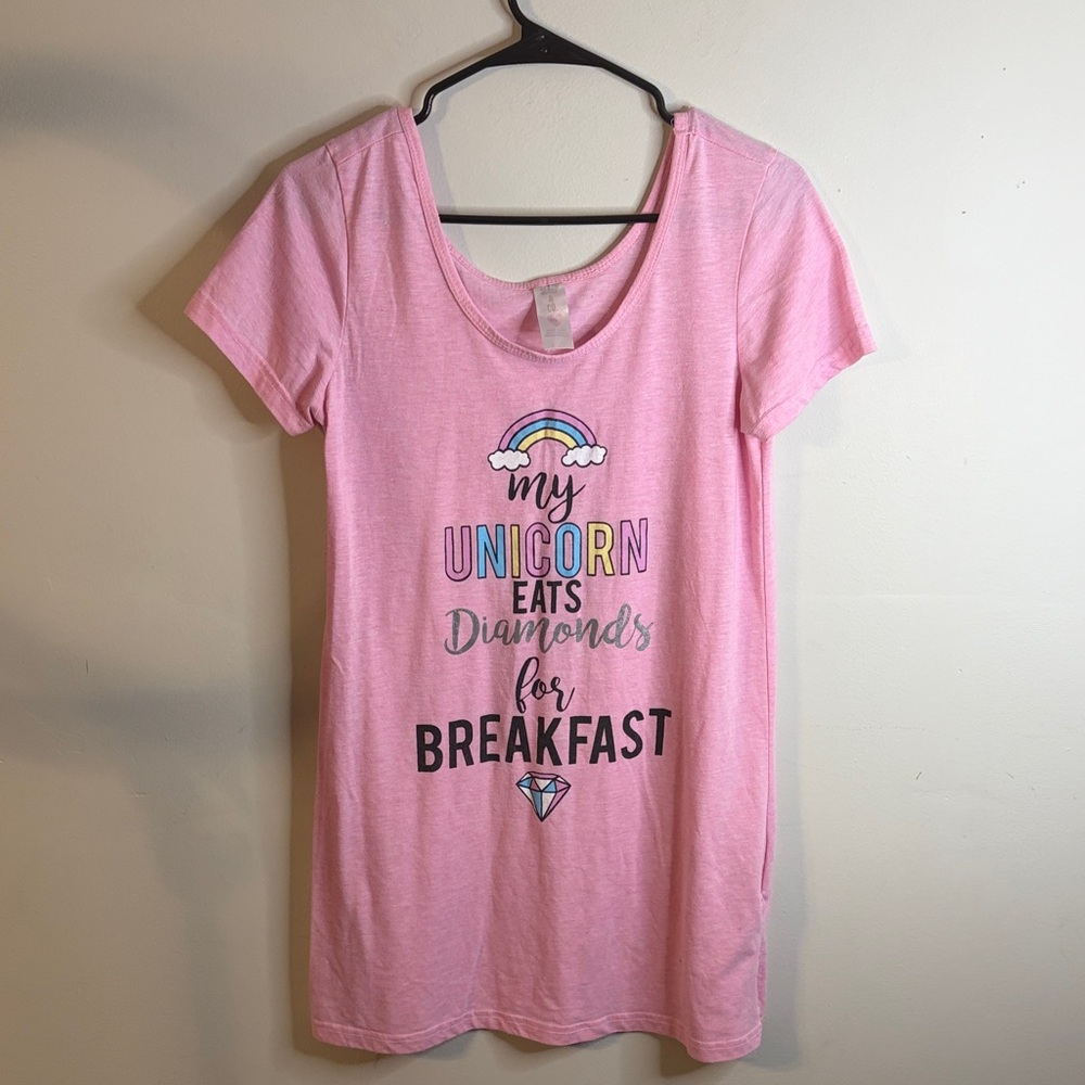 Sleep & Co Pink Pajama Top Unicorn Diamond Graphic Size Med #104